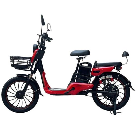 صورة دراجة كهربائية عملية بمقعدين وسلة أمامية